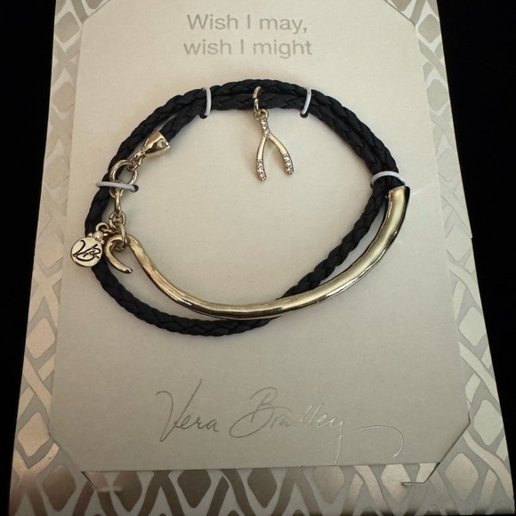 Vera Bradley Jewelry - Vera Bradley Black and Gold Wishbone Bracelet